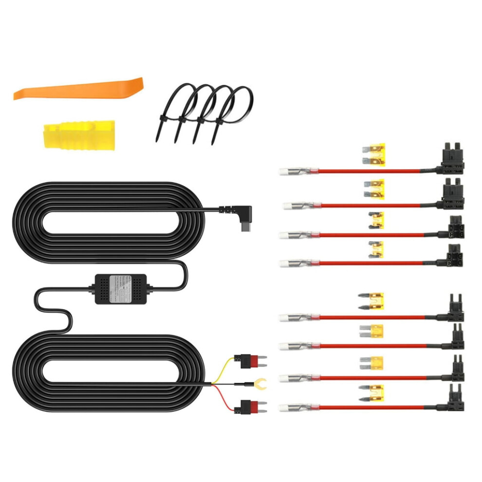 Usb C Dashcam Hardwire Kit For Dashcam 8Fuse Tap Cable 24 Hours Surveillances Power Supply Low Voltages Protections 9110895777084