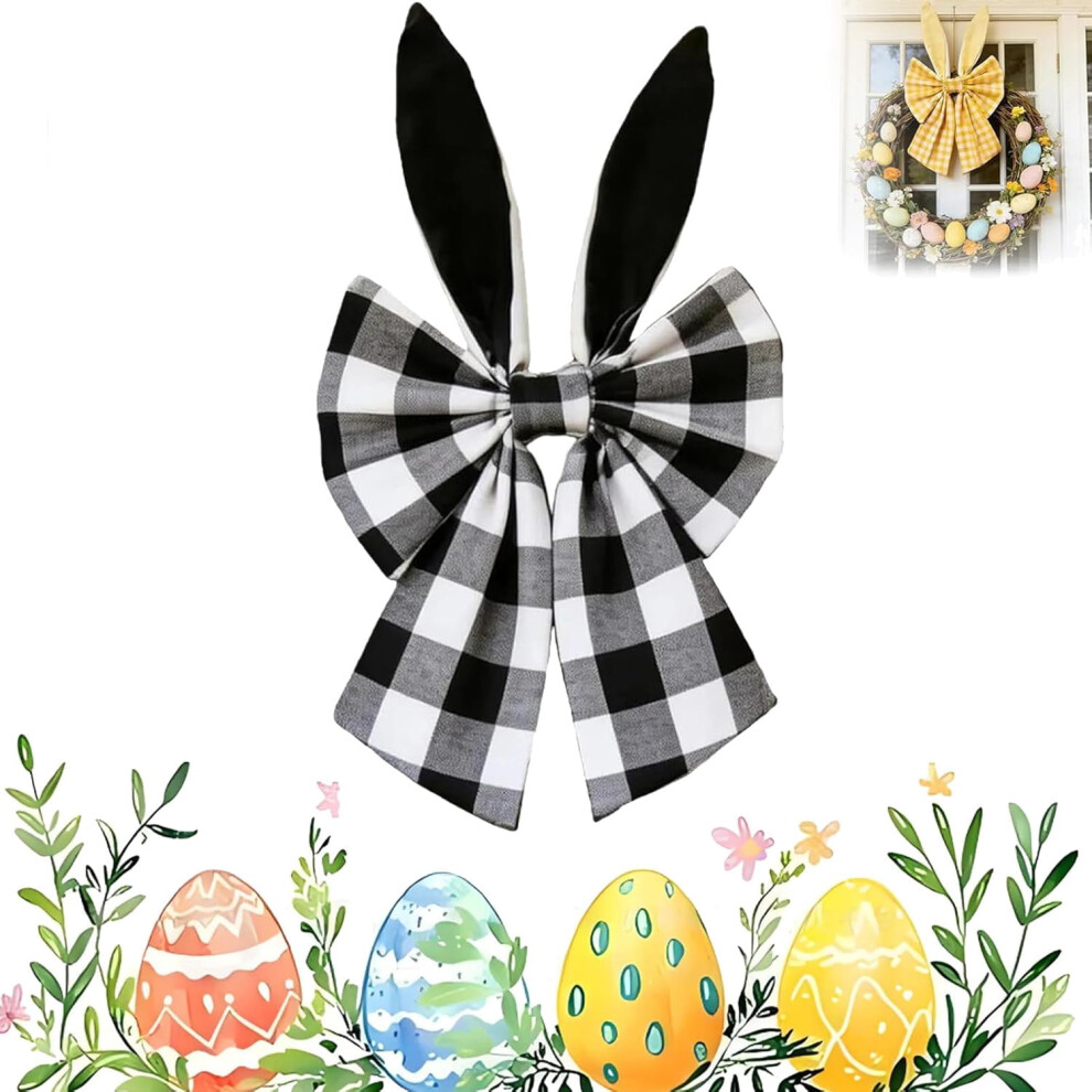 16" Bunny Ears Wreath Bow, Easter Bunny Ears Bows For Wreaths, Wreaths Spring Holiday, Fabric Decorative Bows For Topper Front Door Wall (Off ) White 9110895776391