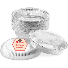 40pcs 8" Disposable Aluminum Foil Pans with Clear Lids – for Baking, Storing, Heating & Serving