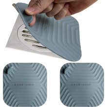 Shower Drain Cover Tub Stopper,2 Pieces Sewer Anti-Odor Mat Deodorizing Drain Plugs for Kitchen,Bathroom and Laundry(5.9x5.9 inch) Gray