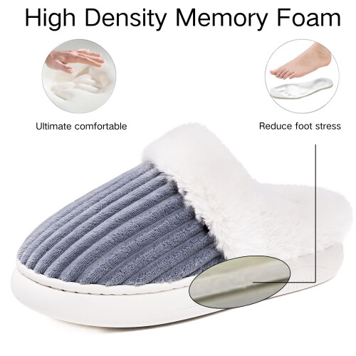 Damehjemmesko med memory foam, bløde slip-on sko til indendørs og udendørs brug, vinterhjemmesko til kvinder 2