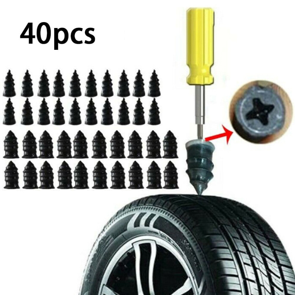 40Pcs Car Vacuum Tire Tubeless Tyre Puncture Repair Rubber Screw Nails Kit Set 9110895776087
