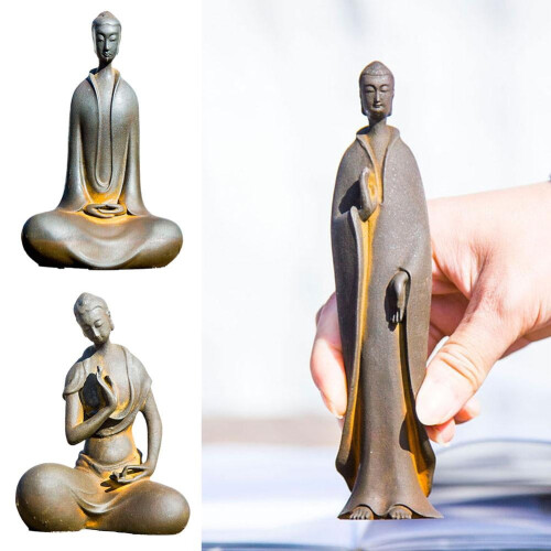Iron Zazen Buddha Statue, Rustic Finish, 1 Piece 2