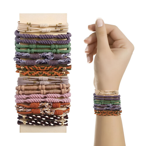 Set di elastici per capelli e braccialetti in stile boho per donna, 20 pezzi 1