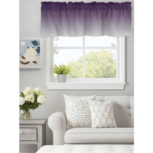 Cortina de varão com degradê roxo e cinza, 107 x 46 cm (42 x 18 polegadas), compatível com cozinhas, quartos, banheiros e salas de estar em estilo 2