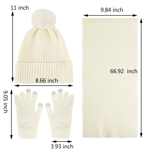 Σετ Κασκόλ και Γαντιών για Γυναικεία Καπέλα Beanie Ζεστά Χειμερινά Γάντι Πλέξιμο 2