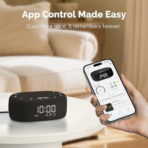 White Noise Machine with Alarm Clock, 30 Sounds, App Control, Dimmable 7-Color Light, Sleep Timer – Compatible with iOS/Android 2
