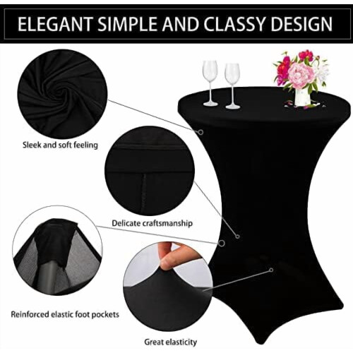 Black Spandex Cocktail Tablecloth 32x43 in 6-Pack 2
