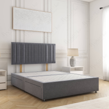 (Steel, 6ft Super King (No Mattress))) Florence Plush Velvet Divan Double Bed with 2 Storage Drawers 24” Headboard Mattress