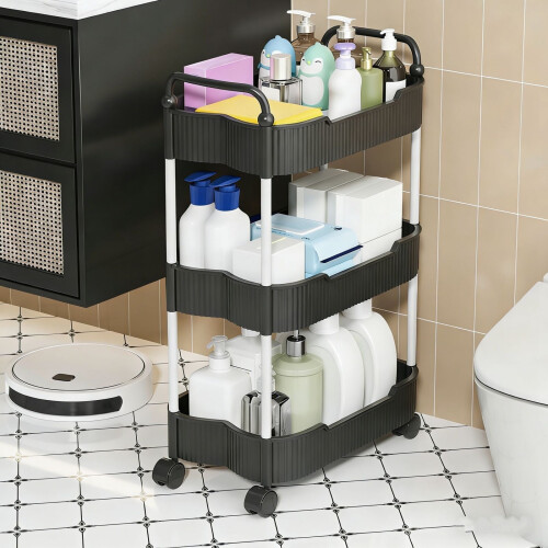 Kitchen Storage Cart 3-Tier with Armrests 2