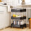 Black 3-Tier Rolling Kitchen Cart with Wheels and Handles 1 5