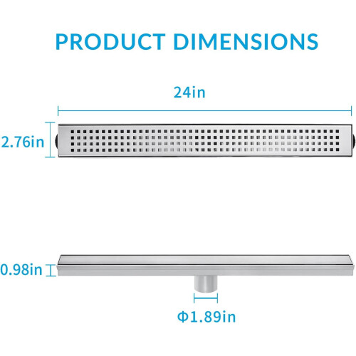 Linear Shower Drain with Removable Cover 12 inch 304 1