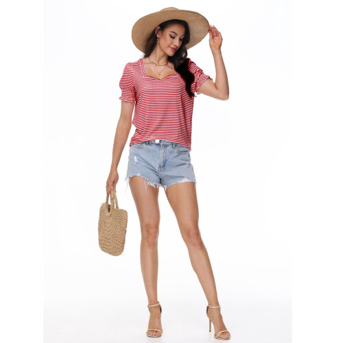 Top estivo da donna con scollo quadrato e maniche corte 1