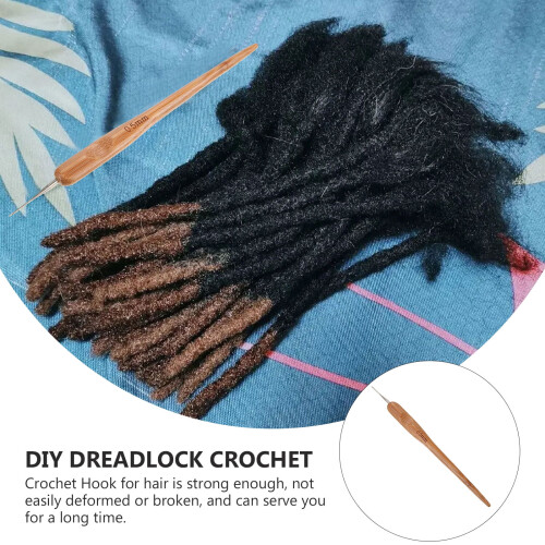 Πλέκω με ξύλινη λαβή για πλεξούδες Dreadlocks, βελόνα πλέξης με κλείδωμα για styling 2