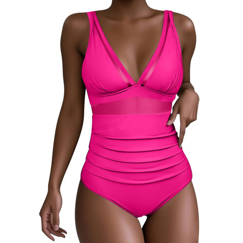 Maiôs femininos de malha com bojo push-up e decote em V. 1