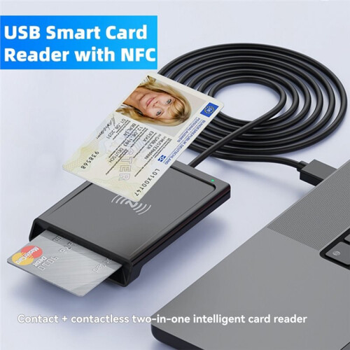 2-in-1 Contact + NFC  Card Reader PC-Linked Dual-Interface  Card Reader/Writer Contact PCSC  Card Reader 1