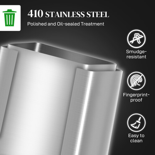 Homcom HOMCOM 2 x 20L Double Kitchen Bin, Pedal Bin Soft-Close Lid, Silver Tone 2
