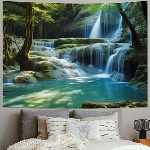 Ταπισερί πισίνας με μπλε μοτίβο "Waterfall Forest" 1 τεμ. 1