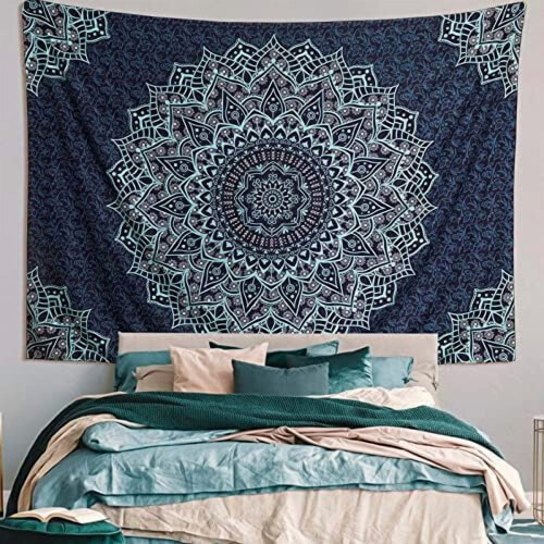 Schwarzer Mandala-Wandteppich – Polyester Boho 1