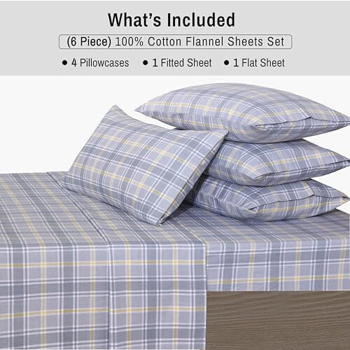 Σεντόνια Flannel Full Size Σετ 6 τεμαχίων – 100% βαμβάκι, διπλά βουρτσισμένα, με βαθιές 2