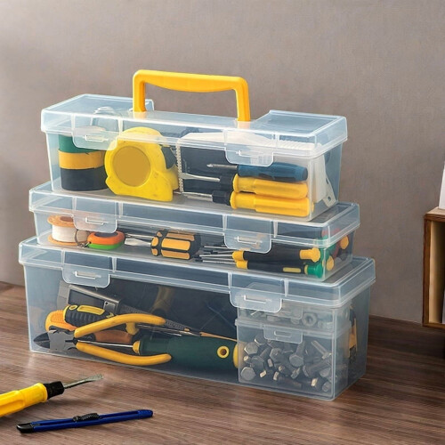Transparent Handheld Toolbox Portable Large Capacity Thickened Plastic Hardware Tool Storage Box With Handle Tool Organizer Box 2