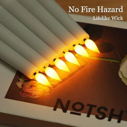 Conjunto de 6 velas cônicas sem chama com controle remoto. 1