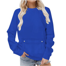 Sweat-shirt Halloween uni pour femme, blouse ample à manches longues imprimée, coupe oversize, style décontracté (Z02#Bleu, XL)