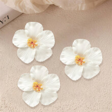 Lot de 3 pinces à cheveux fleuries, 8,9 cm, en EVA écologique, style tropical hawaïen, blanches.