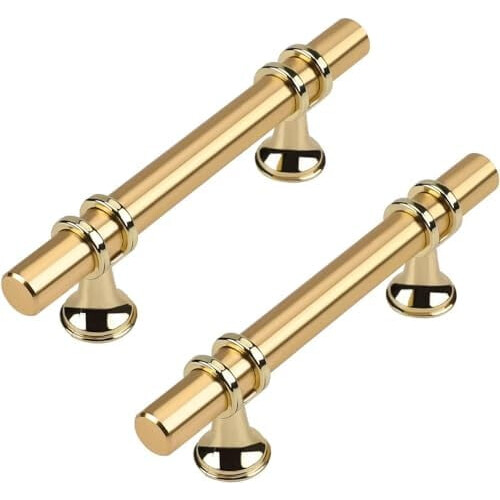 Gold Cabinet Handles Brushed Brass 3 Inch 10 Pack