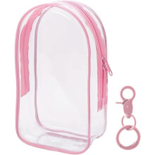 Transparante displaytas met sleutelhanger voor roze figuren, opbergtas met ritssluiting, stofbestendige ophangkoffer voor het tentoonstellen van roze