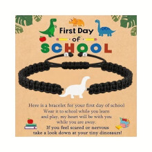 Adjustable Dinosaur Beaded Bracelet with "You're Braver" – Boy's Birthday/Christmas Gift, Compatible with Kids & Teens
