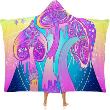 Couverture à capuche portable à motif champignon pour adulte, cadeau champignon pour femmes et hommes, poncho hippie, couverture à capuche portable