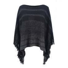 Damponcho med tofsar, sjal, halsduk med fransar, pashminatröja, pullover-kappa för kvinnor, snygg kappa för alla tillfällen