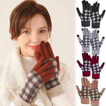 Guantes de invierno a cuadros, guantes de invierno para pantallas táctiles, guantes resistentes al viento para teléfonos móviles, para mujeres y