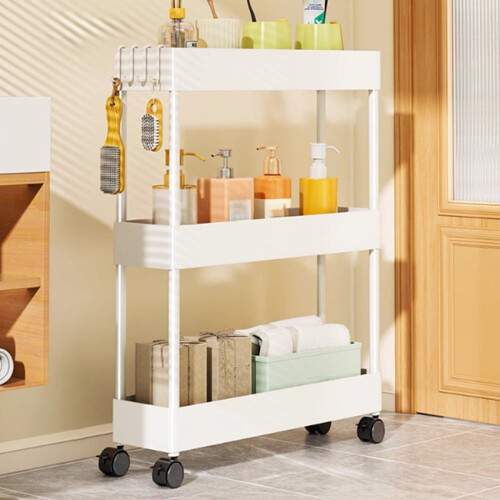 Plastic 3-Tier Storage Shelf with Wheels