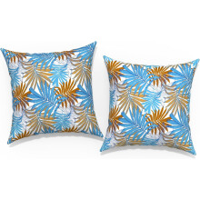 Fodere per cuscini decorativi da esterno 45x45 cm, per patio, giardino, divano, letto, sedia da ufficio - Confezione da 2, Piermont Leaves Blue