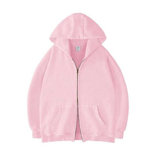 Men's Full-Zip Hooded Sweatshirt Jacket Solid Color XS