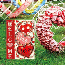 Gartenflagge zum Valentinstag, 30 x 45 cm, doppelseitig, mit Herzmotiv, rustikale Gartendekoration für Veranda, Garten und Partys – kompatibel mit