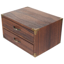 Schreibtisch-Organizer mit Schubladen, Aufbewahrungsbox aus Holz, Schreibtischaufbewahrung, Aufbewahrungsbox für Zuhause (zwei Schubladen)