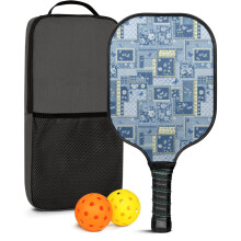 Pickleball-Schlägerset mit floralen Fiberglas-Schlägern, 2 Bällen und Tasche – Geeignet für drinnen und draußen