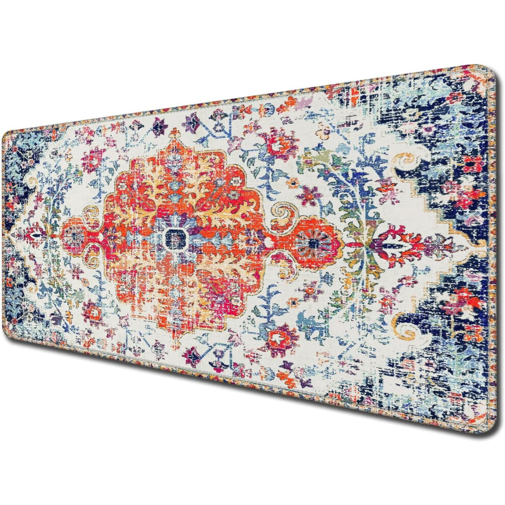 Boho Mouse Pad Stitched Edge Non-Slip Rubber Base 31.5X11.8 9329345443053