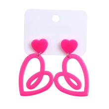 Orecchini a forma di cuore per San Valentino, gioielli a doppio cuore in acrilico, multicolore, stile europeo e coreano, leggeri (2 pezzi)