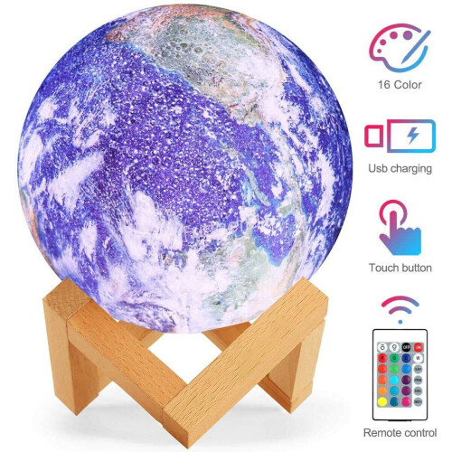Luminária Noturna Lua 16 Cores 3D Galaxy LED Globo com