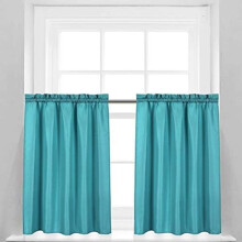 Cortinas para janela de banheiro com textura waffle, repelentes à água, cortinas curtas de 91 cm (36"), turquesa, conjunto de 2