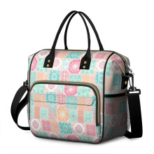 Pioneer Flower lunchtas met bloemenprint, geïsoleerd en lekvrij, voor dames – geschikt voor werk, strand, reizen, picknick en kamperen.