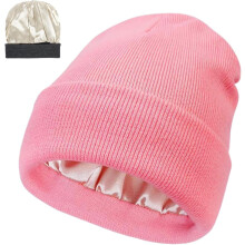 Belvado Mütze mit Satinfutter, Belvado Mütze mit Seidenfutter, Strickmütze mit Bündchen und Seidenfutter, warme Wintermütze für Damen und Herren