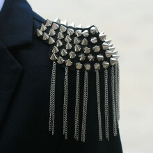 Skulderbrosje Dusker Punk Smykker Vintage Frynser Epaulett Svart