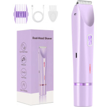 Bikinitrimmer, Trimmer2.0, Dermawave bikinitrimmer, 2-i-1 elektrisk bikinitrimmer, smertefri hårfjerning for ansikt, kropp og intime områder (lilla)