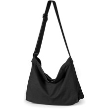 Geantă Hobo din pânză, geantă de umăr unisex din pânză crossbody cu fermoar și curea reglabilă, geantă mare