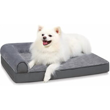 Orthopedisch hondenbed - Waterdicht hondenbed met eierdoosstructuur en antislip onderkant, 76 x 51 cm, grijs